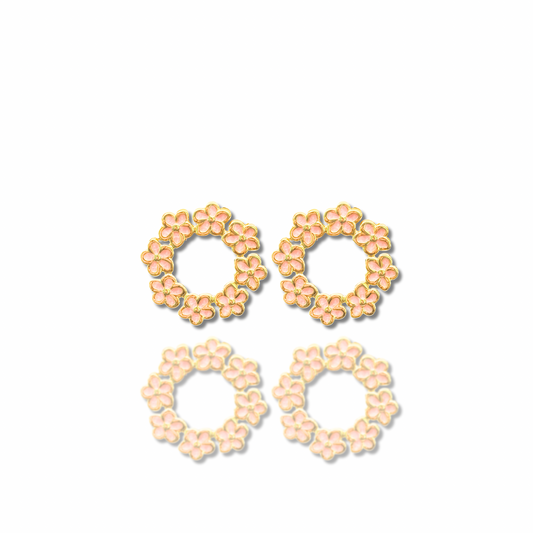 Boucles d'Oreilles Couronne Florale Rose