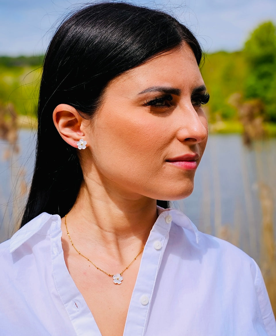 Boucles d'Oreilles Fleuria Nacré