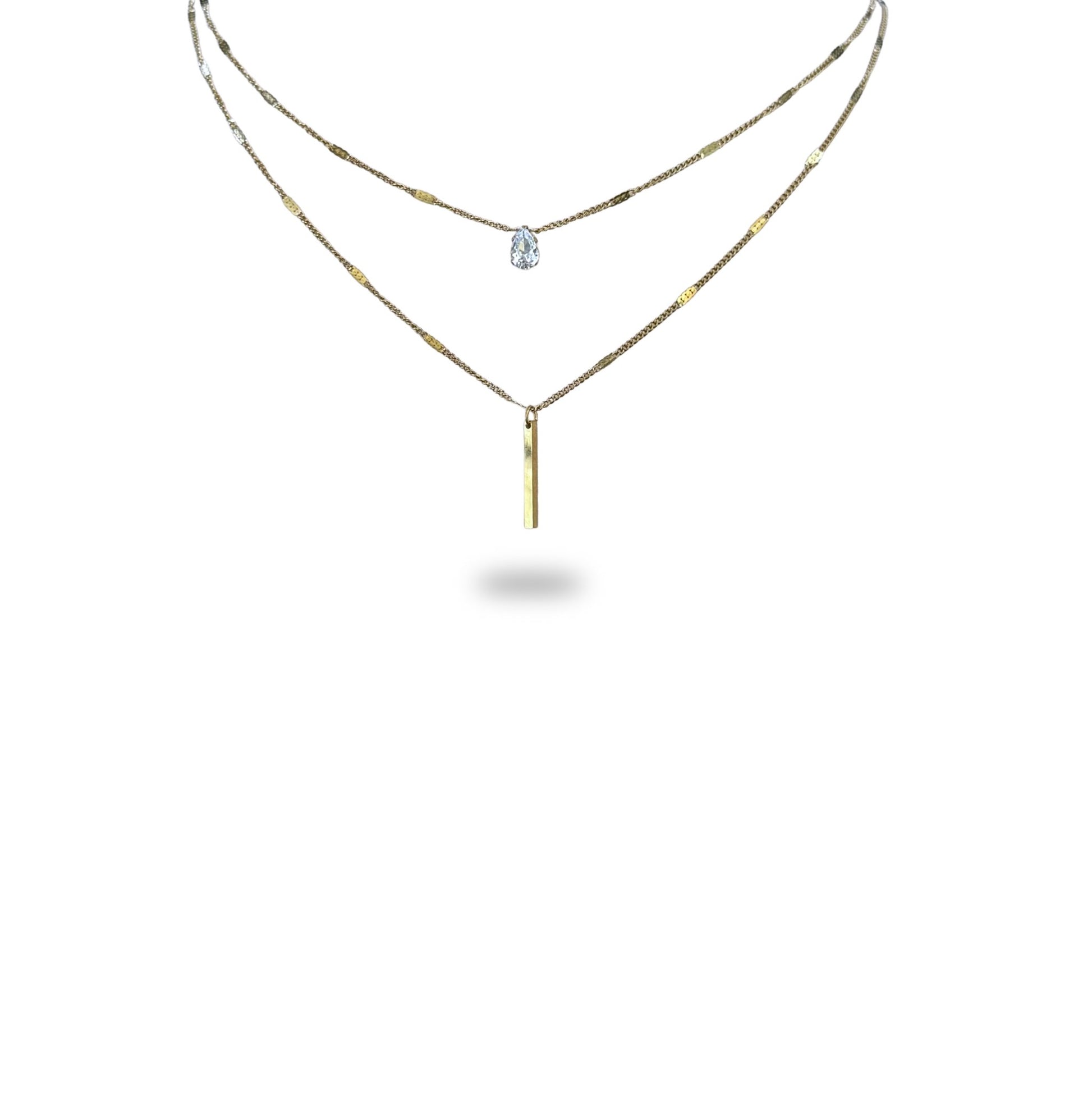 Collier Double Rang Pendentif Barre