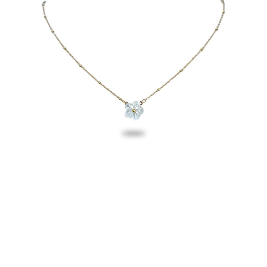 Collier Pendentif Fleur Blanche