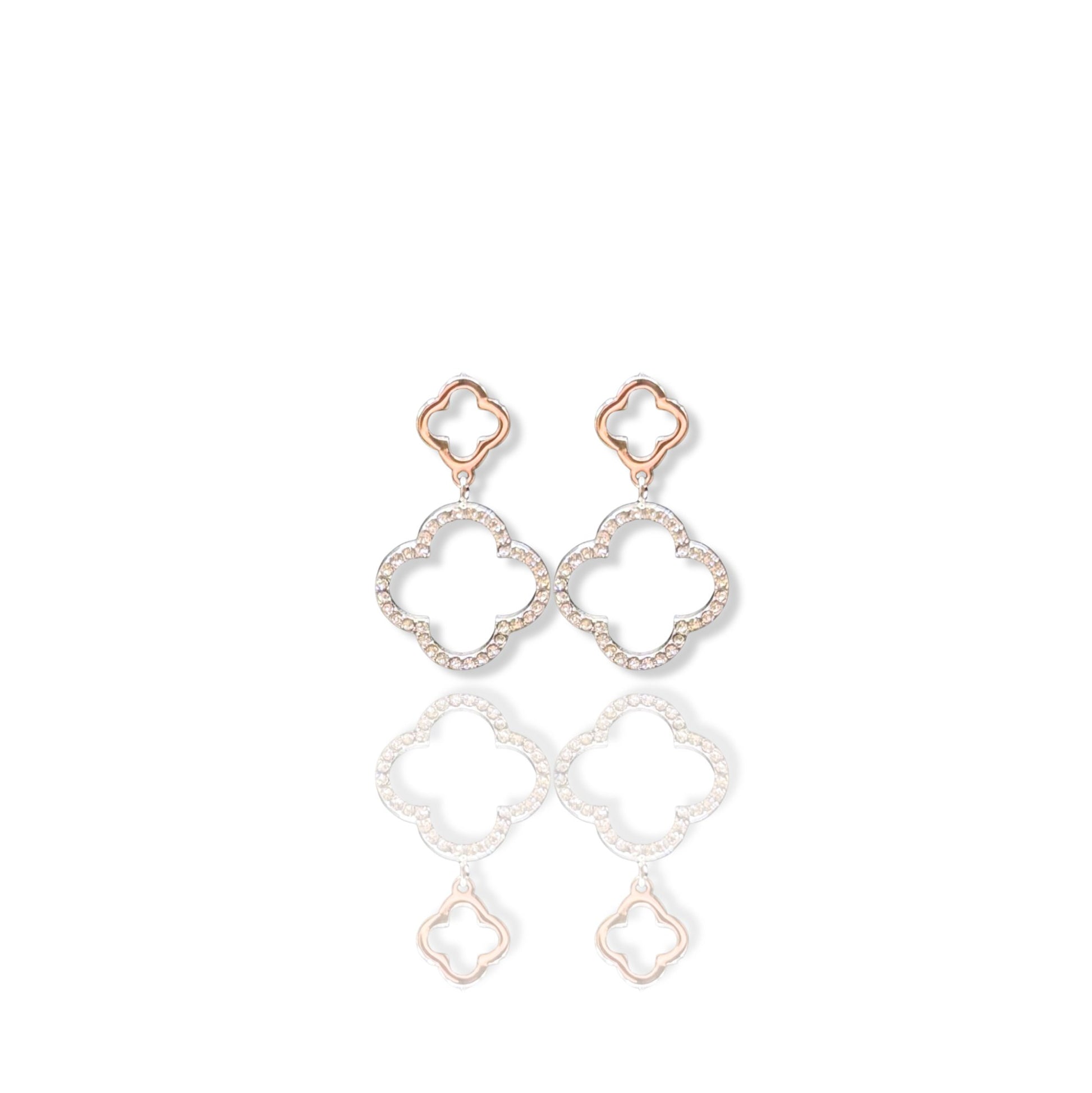 Boucles d'oreilles Trèfles en Cascade Dorée