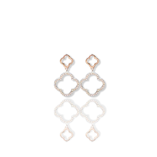 Boucles d'oreilles Trèfles en Cascade Dorée