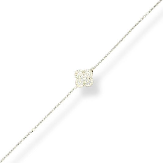 Bracelet Solitaire Fleuri Argent