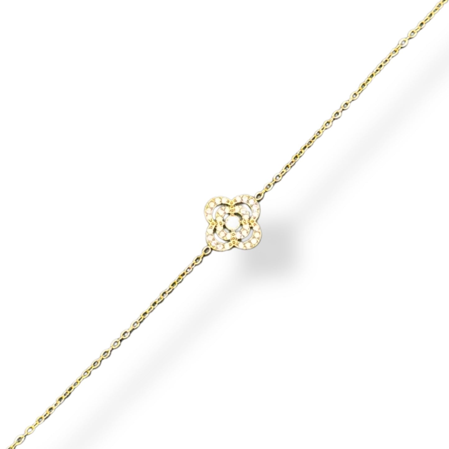 Bracelet Solitaire Fleuri Doré