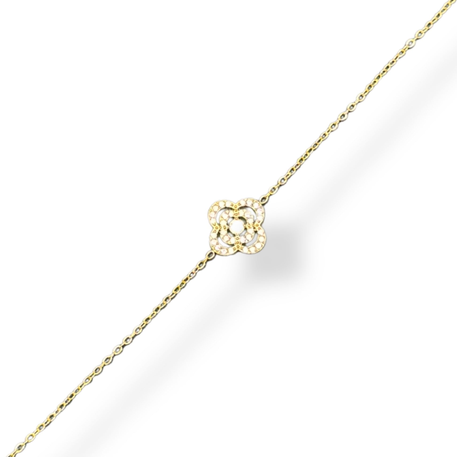 Bracelet Solitaire Fleuri Doré