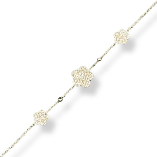 Bracelet Trio Fleuri Argent Perles